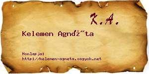 Kelemen Agnéta névjegykártya